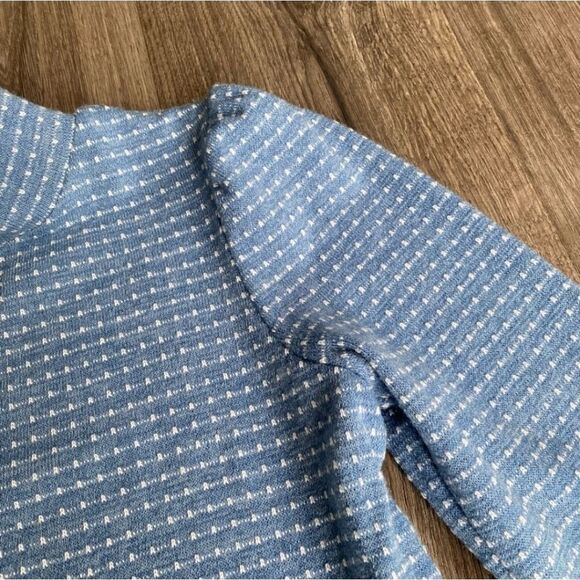 Madewell Blue Textured Mock Neck Puff Sleeve Sweater XSMALL - Picture 5 of 7